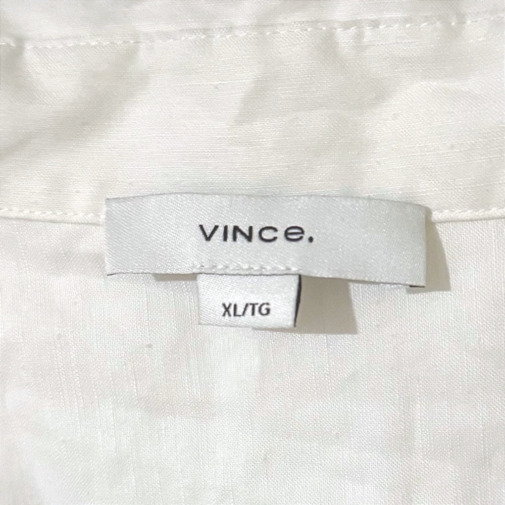 Vince White Linen Blend Belted Button Down Shirt Dress XL NWT - Picture 8 of 9